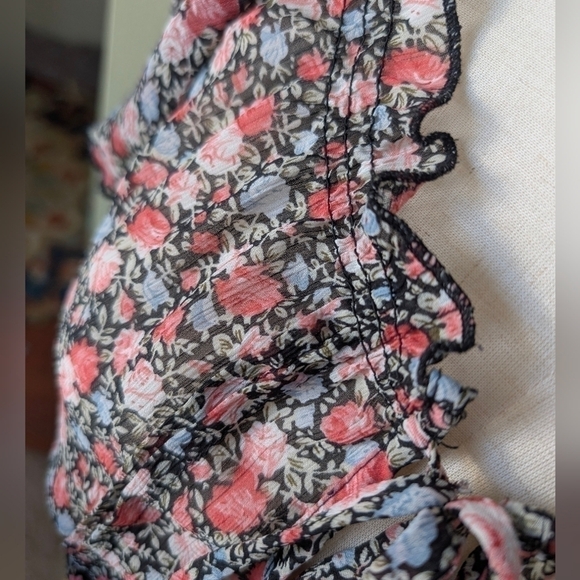 Poetry Women's Size Small Multicolor Ditsy Florals Boho Peasant Blouse - Picture 11 of 14